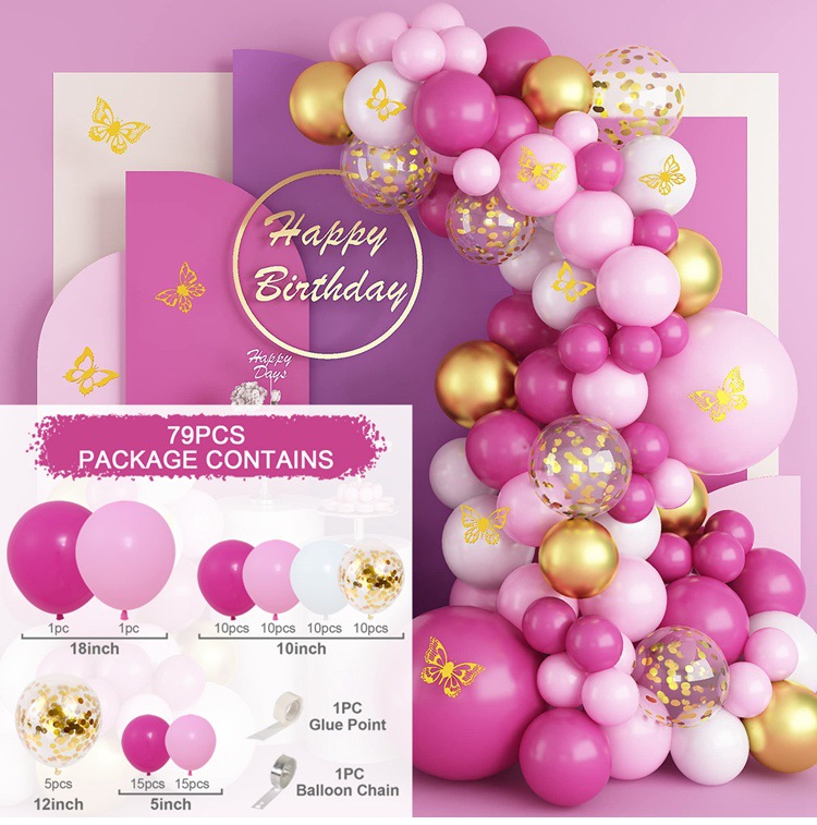 Balloon Decor Party , Airson Garland Arch, Pàrtaidh Co-latha-breith, fras pàisde, banais, sgeadachaidhean nochdaidh gnè