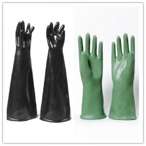 Butyl hnab looj tes, Roj Acid Alkali Chemical Resistance, Industrial Latex Gloves